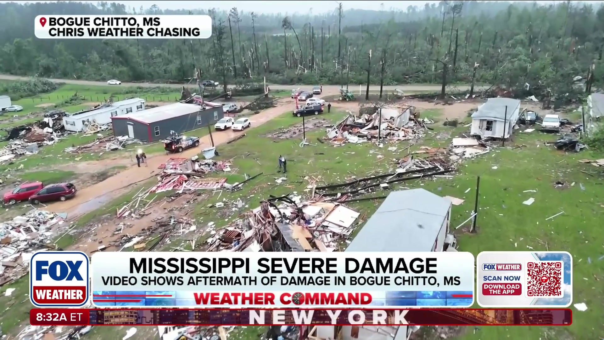 Severe Tornado Damage in Bogue Chitto, Mississippi