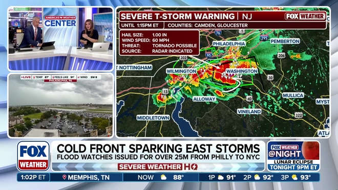Severe thunderstorms and flash flood threats loom over Interstate 95 corridor
