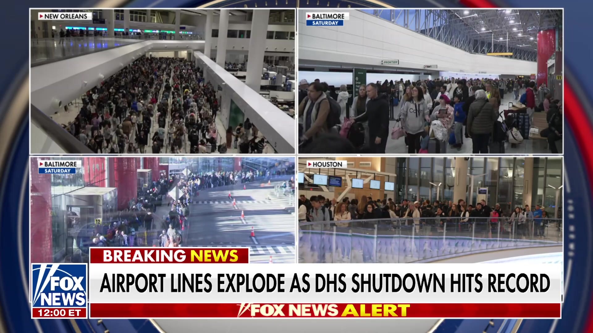 DHS shutdown causes record TSA callouts, impacting airport lines nationwide