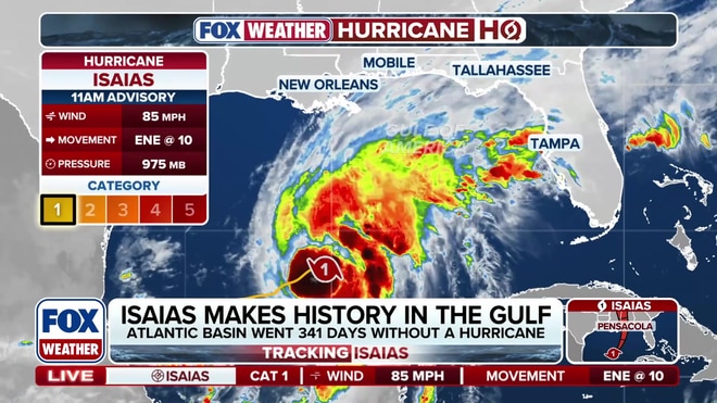Hurricane Isaias ends historic 341-day Atlantic hurricane drought