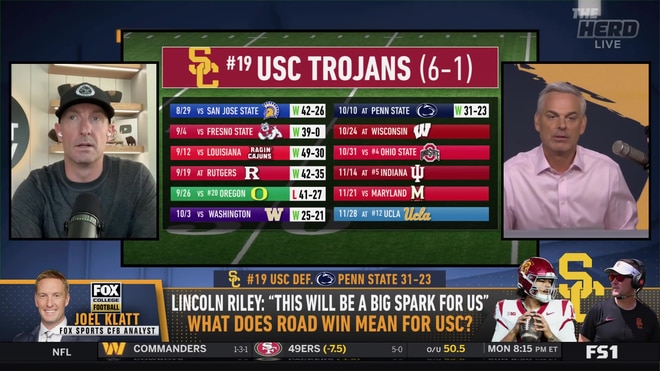 Colin Cowherd and Joel Klatt praise Lincoln Riley and USC after road win