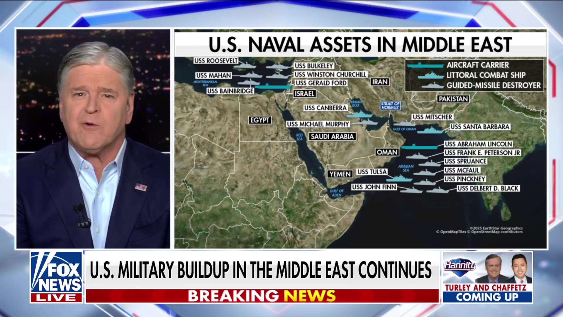 Iran surrounded by US naval assets as Hannity calls Mullahs 'evil'
