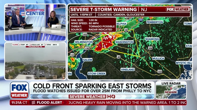Severe storms threaten Philadelphia and New Jersey with flash flooding