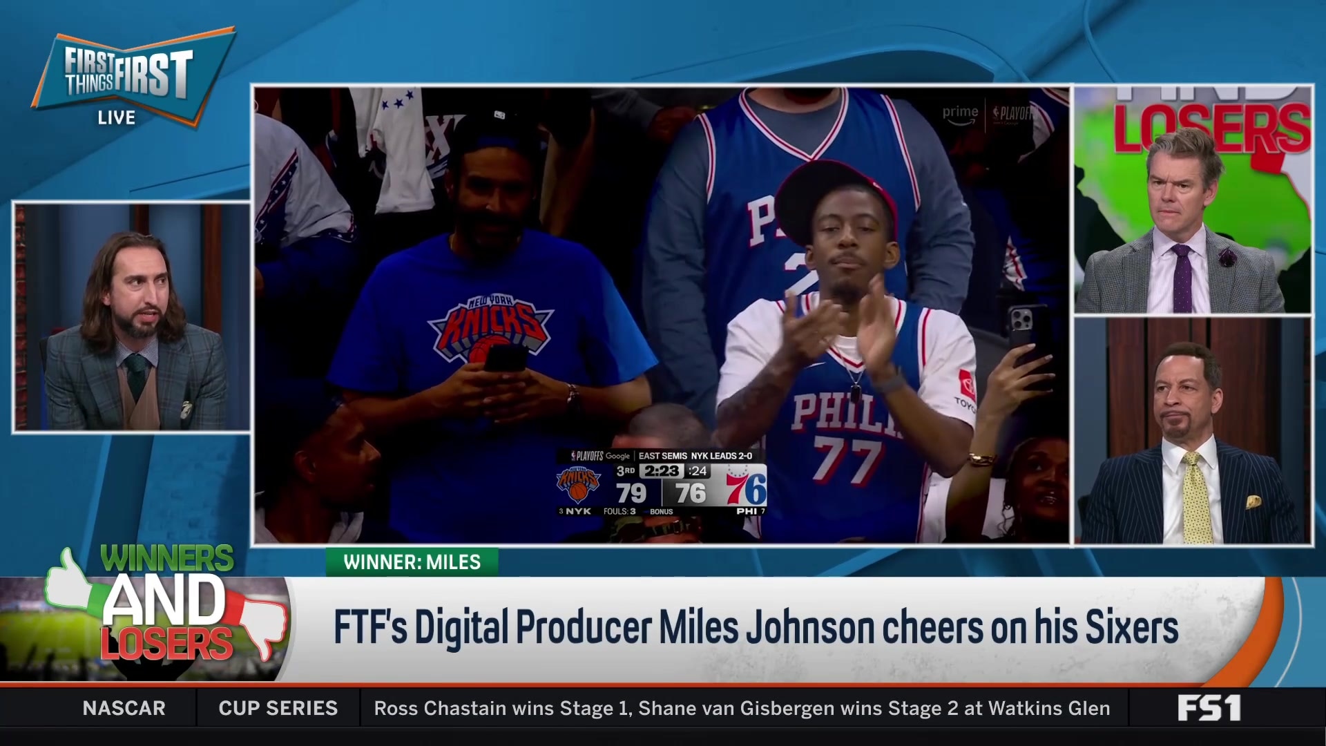 FTF's digital producer Miles Johnson cheers on Sixers
