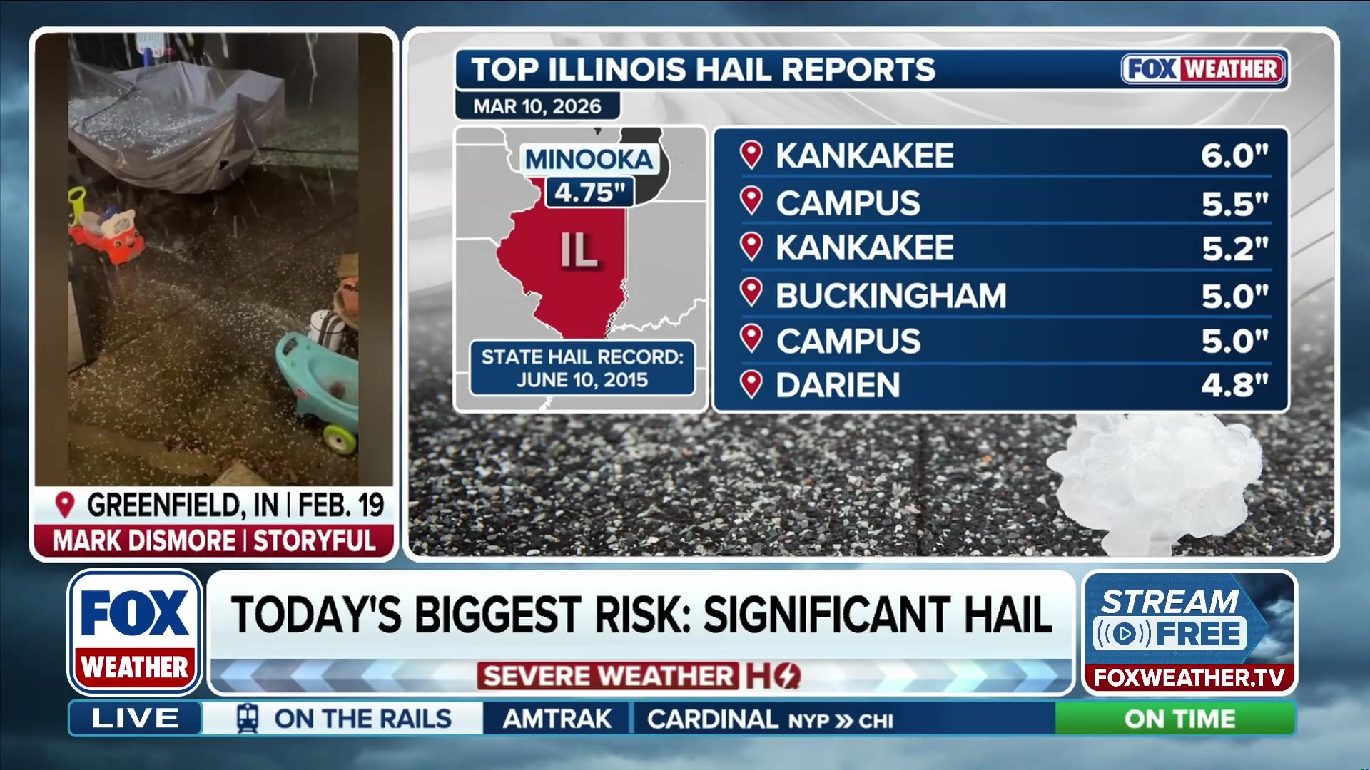 Kankakee, Illinois storm shatters state hail record