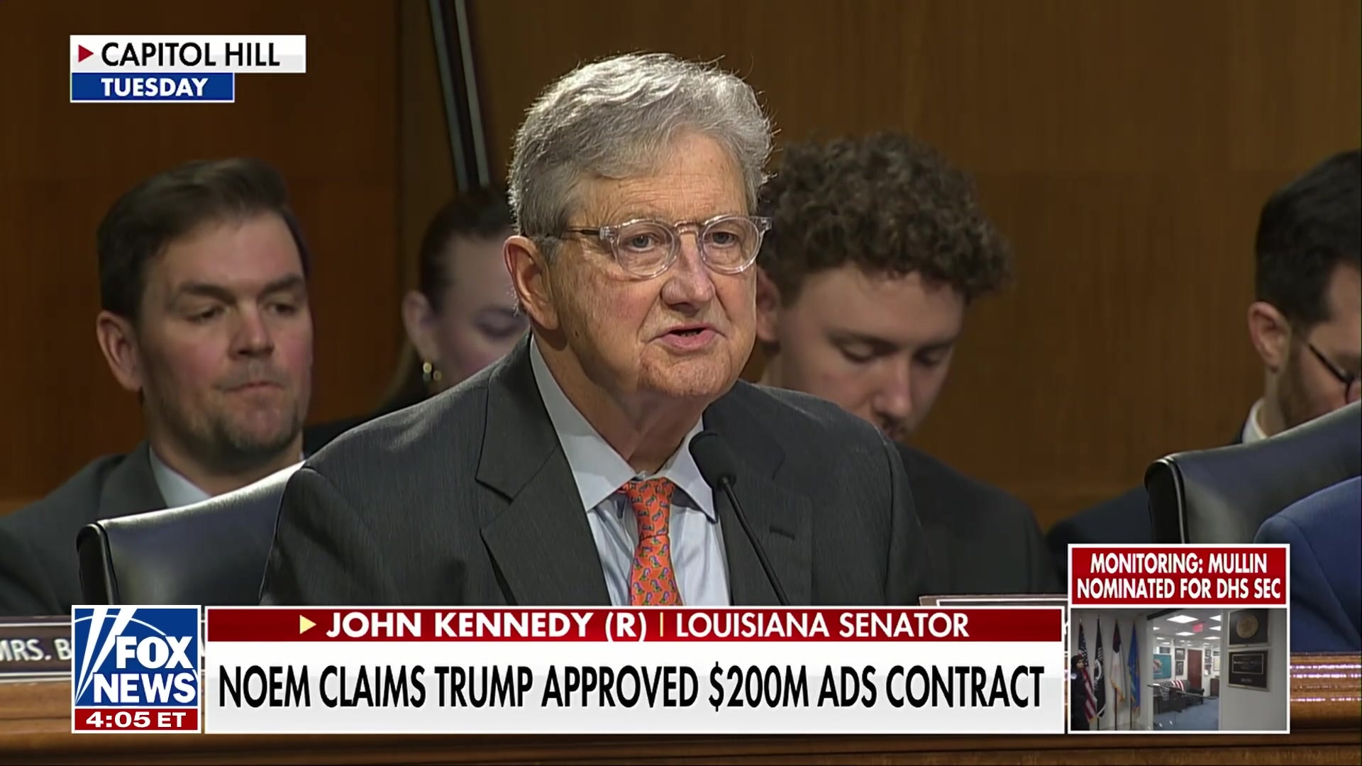 Senator John Kennedy questions Kristi Noem over alleged $200 million DHS ad contract