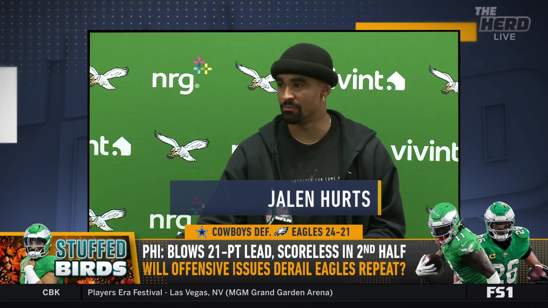 Jalen Hurts' post-game statement and Colin Cowherd's reaction