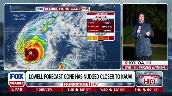 Katie Byrne reports on drenching rain and hurricane warnings in Kauai