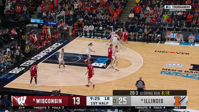 Kylan Boswell hits an open three to extend Illinois' lead