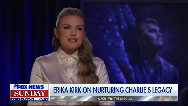 Erika Kirk prioritizes her children's childhood and privacy while continuing Charlie's public mission