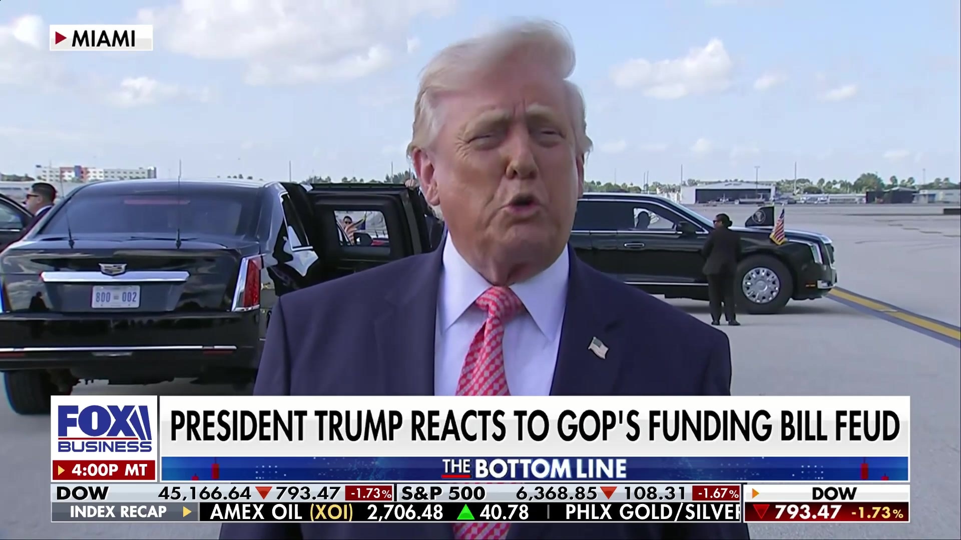 Donald Trump reacts to GOP's funding bill feud
