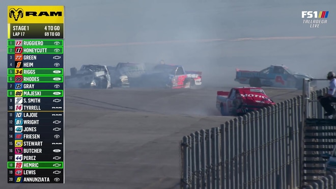 Huge multi-truck crash ends Stage 1 at Talladega