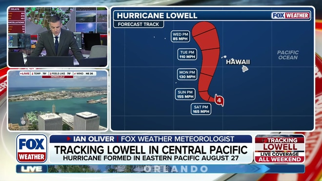 Hurricane Lowell intensifies back toward Category 5 as it nears Hawaii