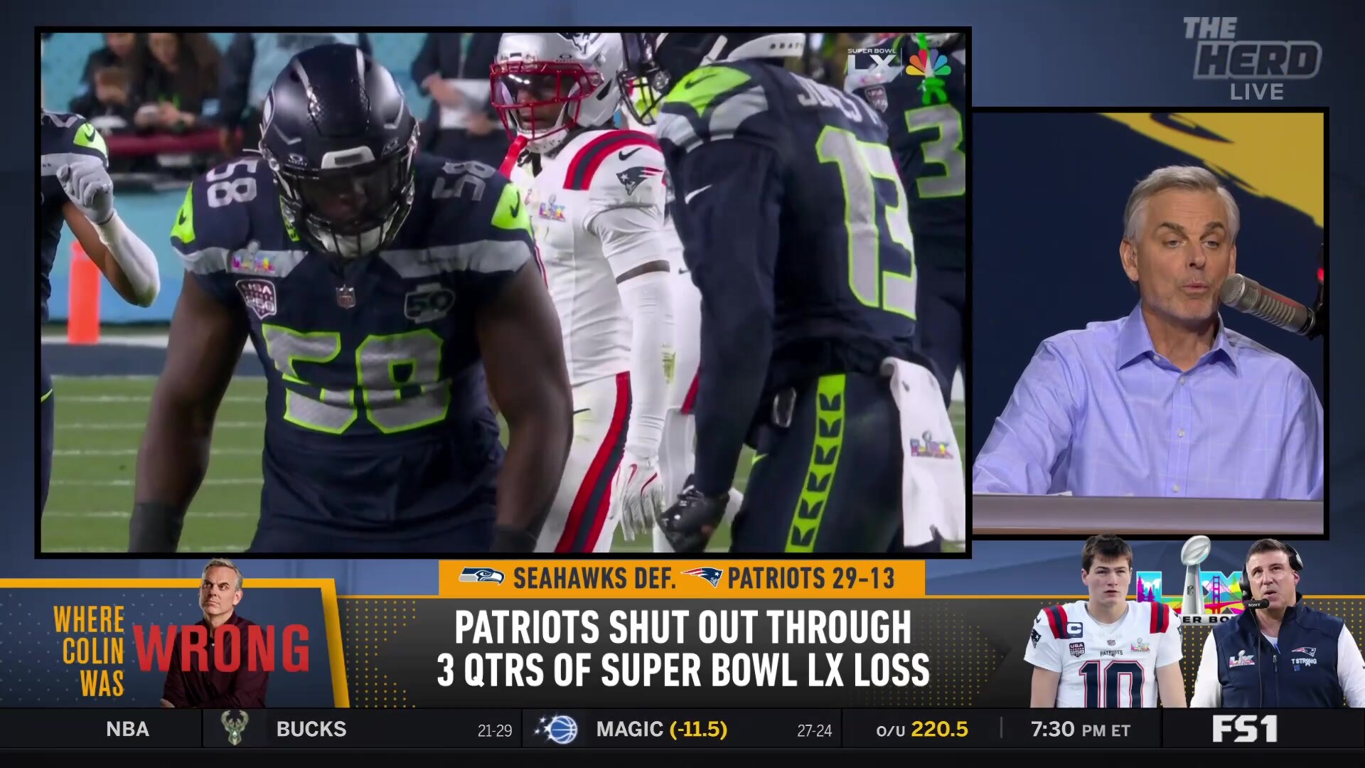 Colin Cowherd highlights Patriots' poor running game in Super Bowl loss