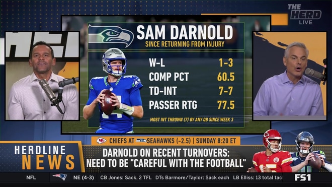 Colin Cowherd and Jason McIntyre debate Sam Darnold's recent struggles