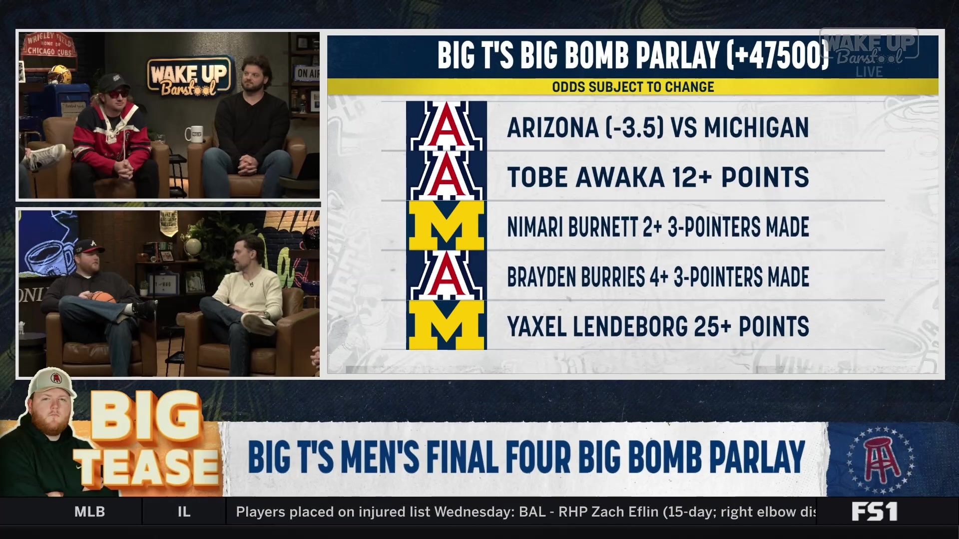 Big T unveils his wild +47500 "Big Bomb" parlay for the Final Four