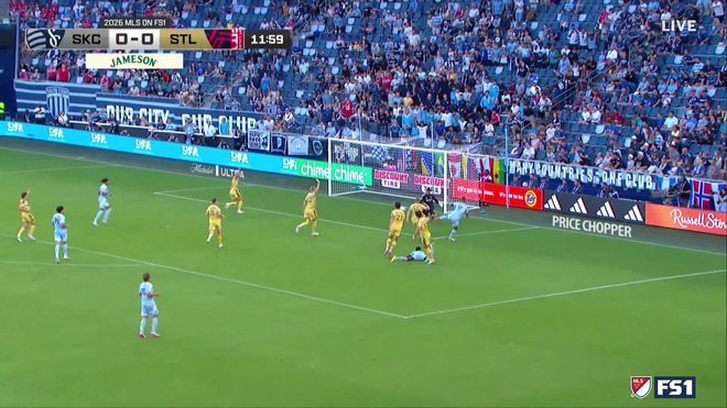 Dejan Joveljic's powerful shot is saved by the keeper