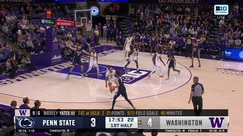 Dominick Stewart hits a three-point jump shot