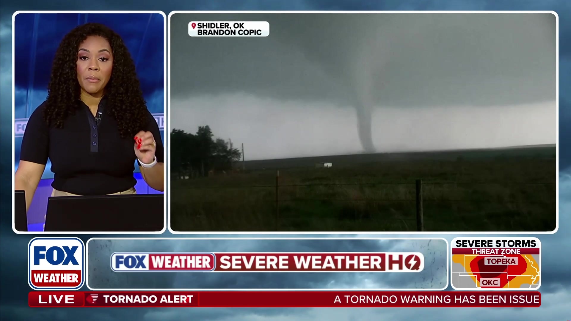 Strong tornado forms in Shidler, Oklahoma