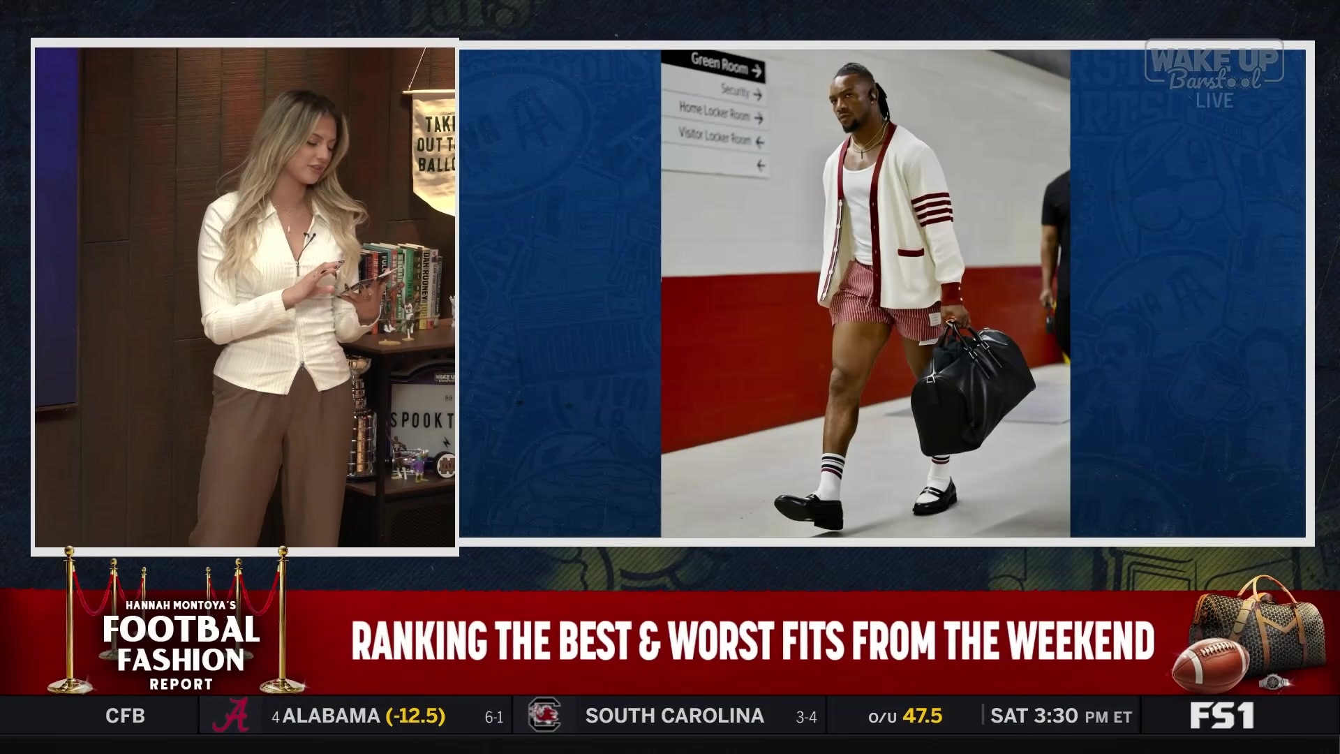 Bijan Robinson's pre-game outfit sparks debate among Barstool hosts
