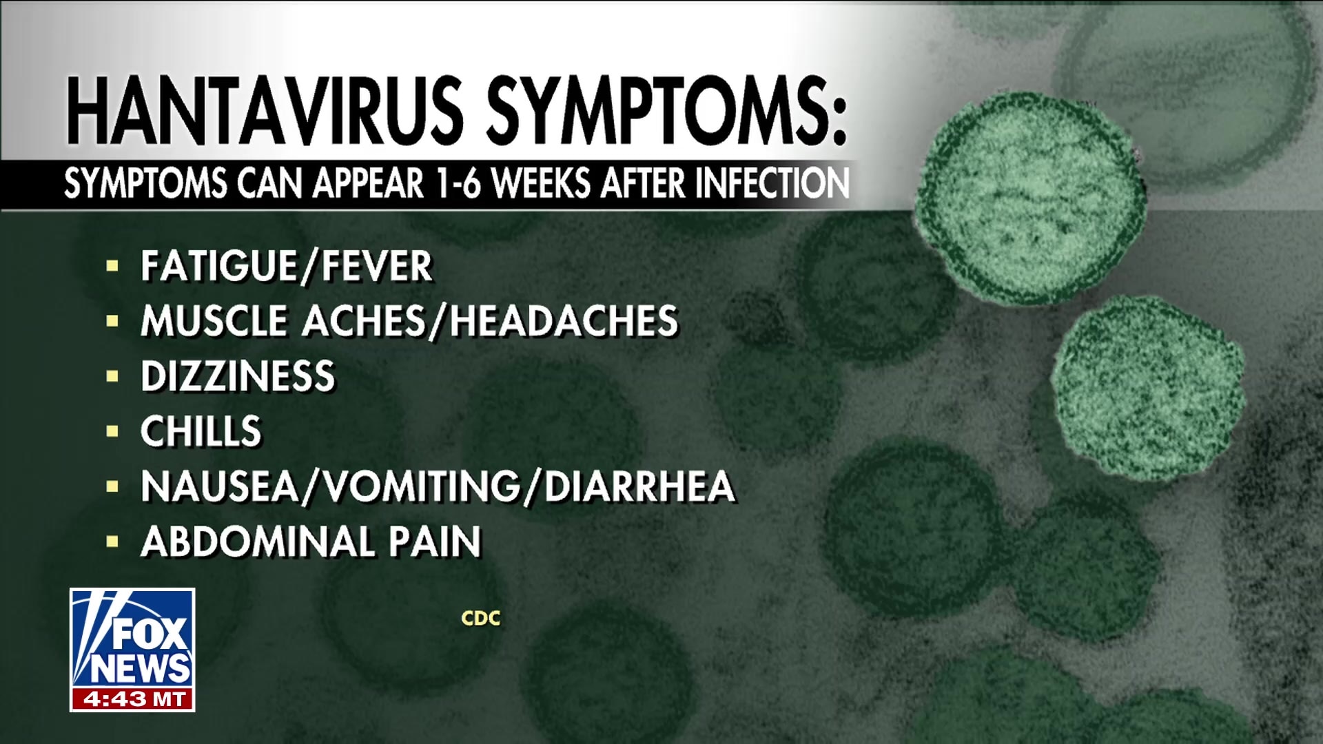 CDC recommends 42-day isolation for Hantavirus exposure, warns of high mortality
