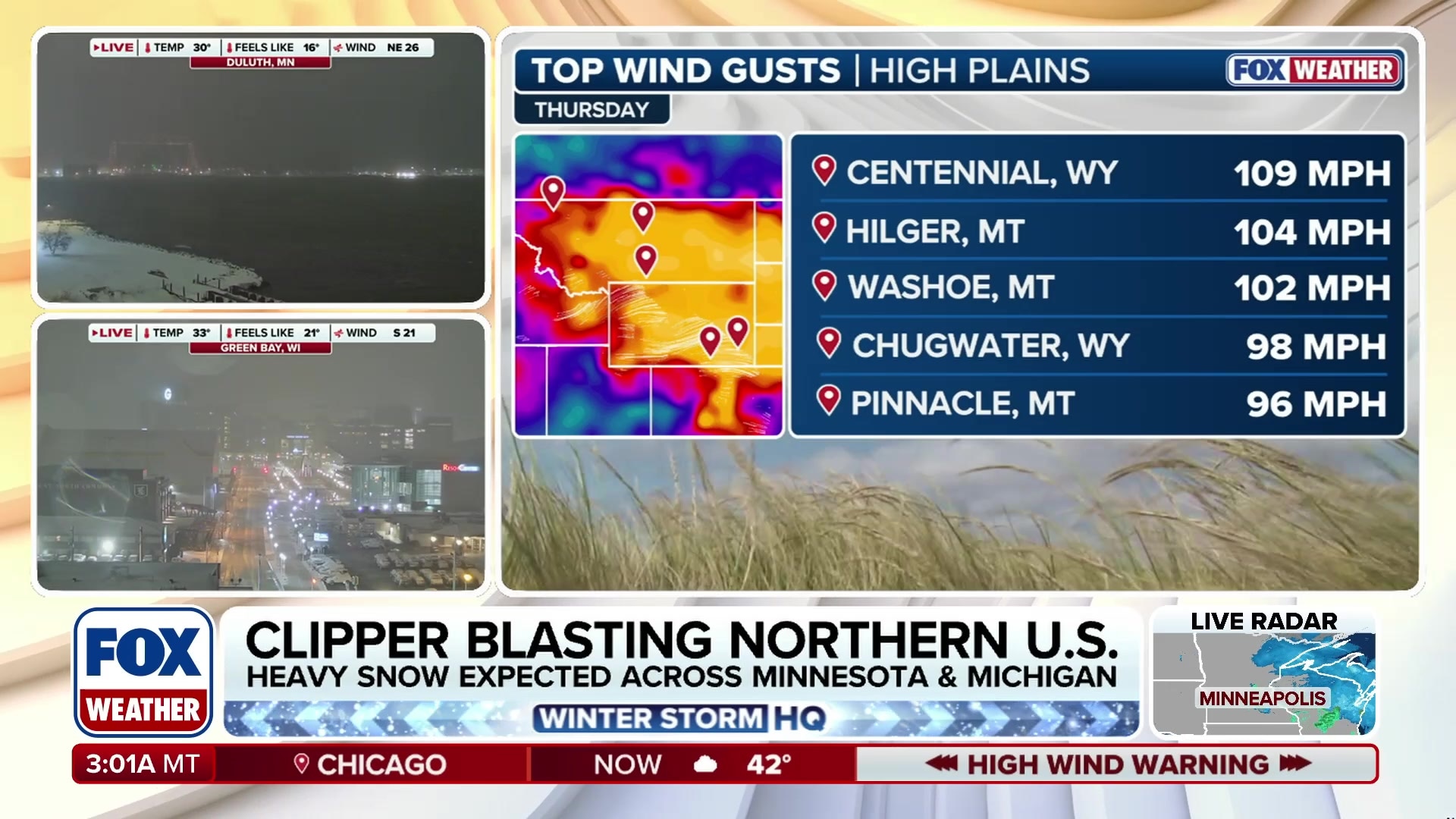Record-breaking wind gusts impact Northern U.S.