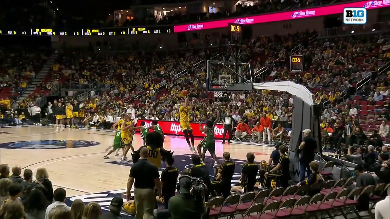 Owen Freeman hits a fade away to top off Iowa's 43-point first half against Florida A&M