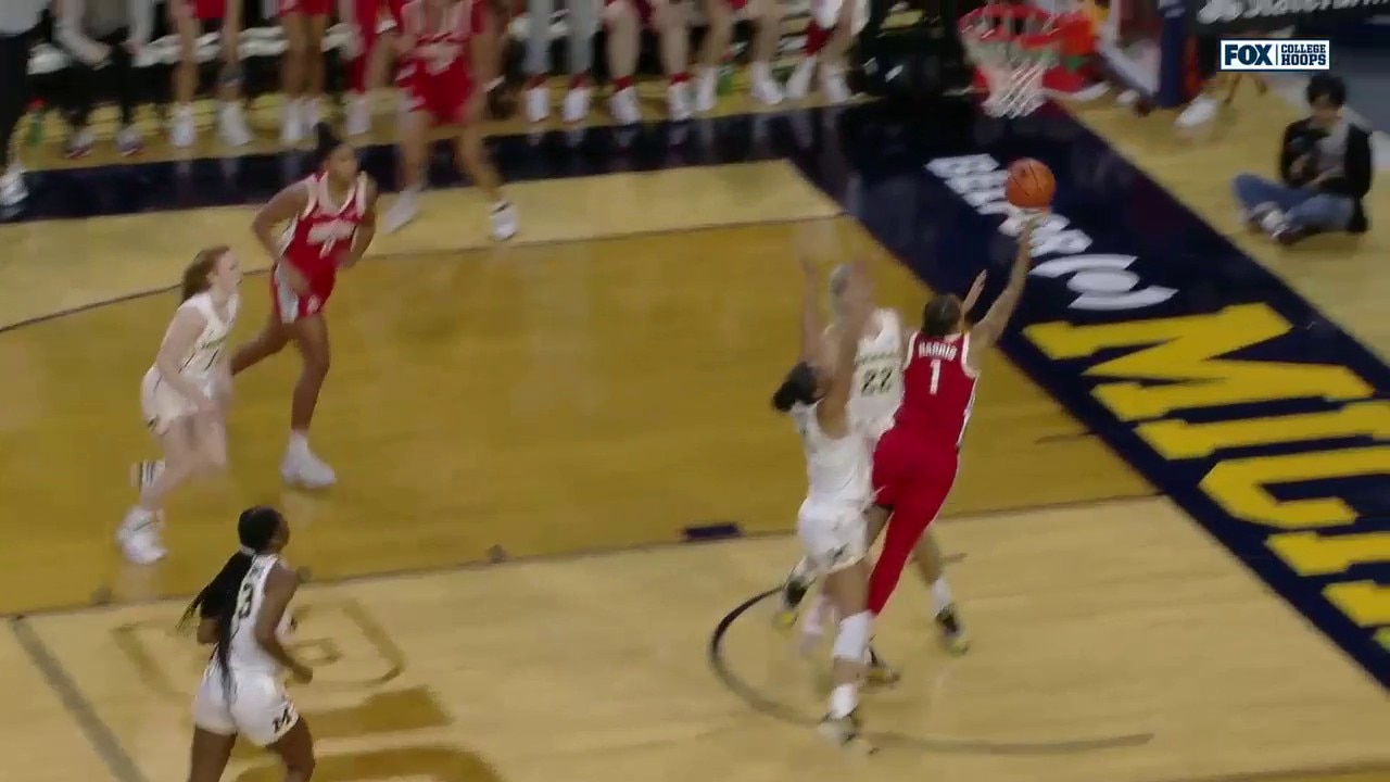 Ohio State's Rikki Harris finishes a TOUGH and-1 layup vs. Michigan