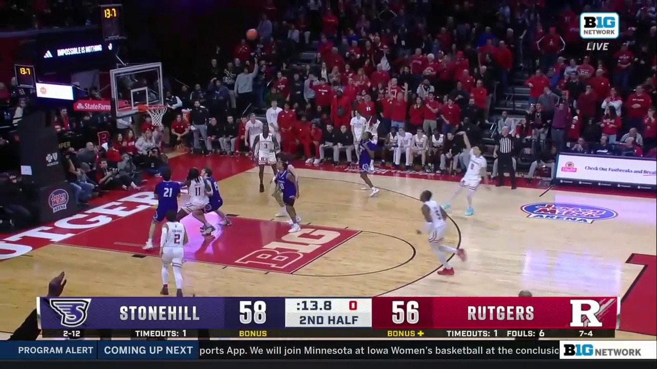Derek Simpson drains a game-winning 3-pointer as Rutgers wins 59-58 vs. Stonehill
