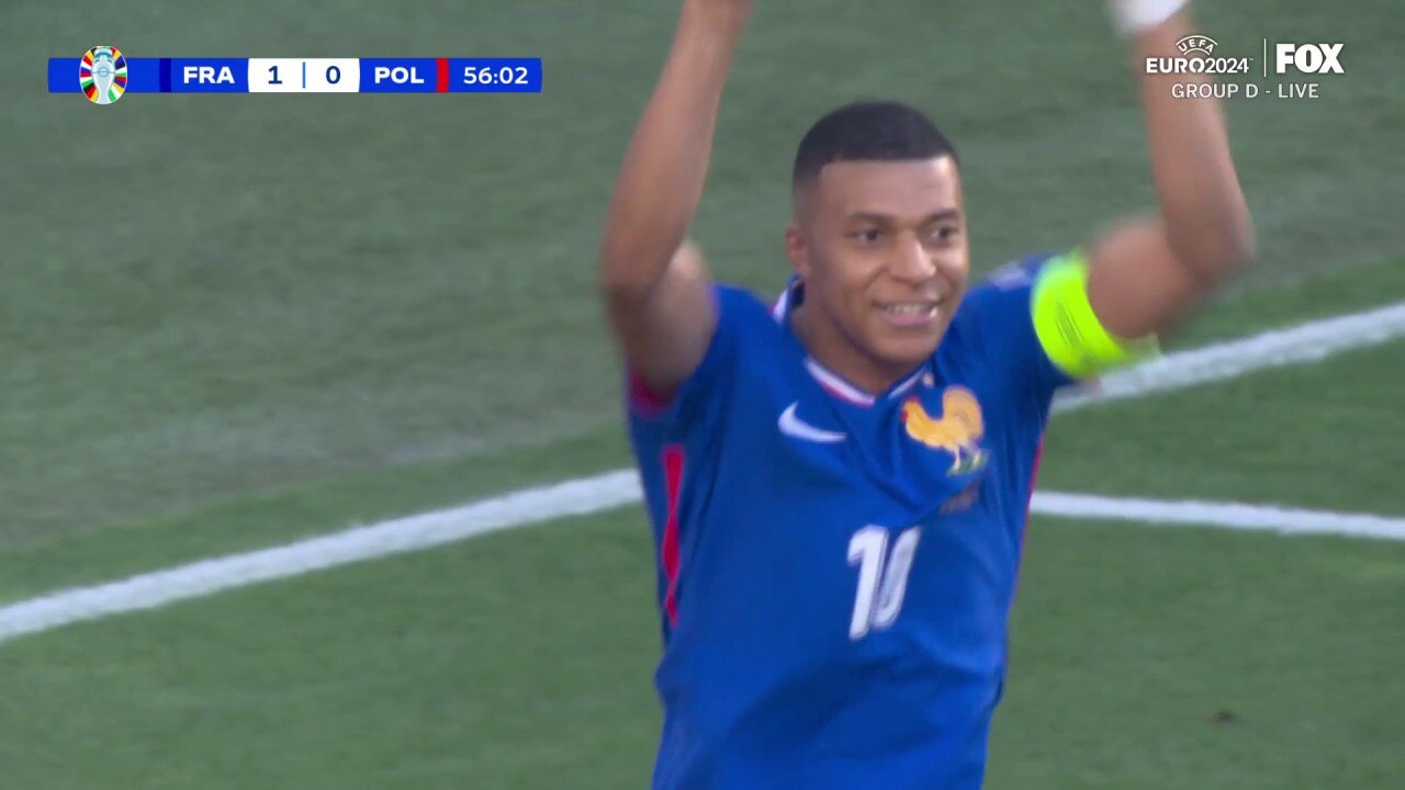 Kylian Mbappé scores on a PK and gives France a 1-0 lead vs. Poland | UEFA Euro 2024