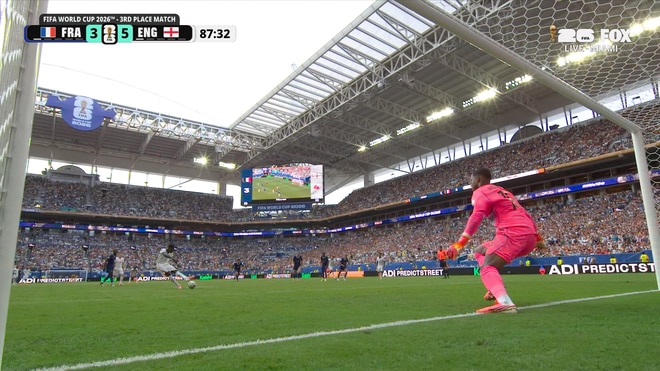England's Bukayo Saka Converts Penalty to Complete Hat Trick vs France | 2026 FIFA World Cup™