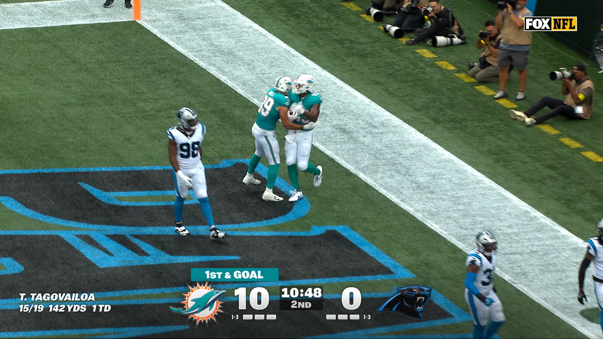 Tua Tagovailoa finds Darren Waller for four-yard TD, extending Dolphins' lead over Panthers | NFL Highlights