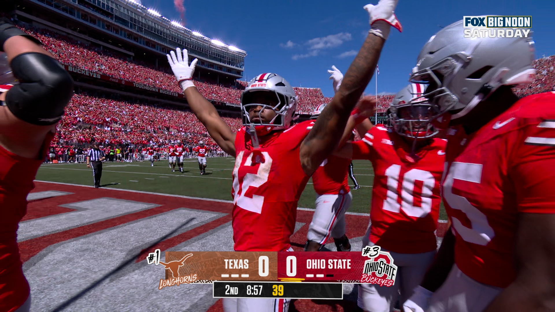 CJ Donaldson punches in the TD, giving Ohio State lead over Texas