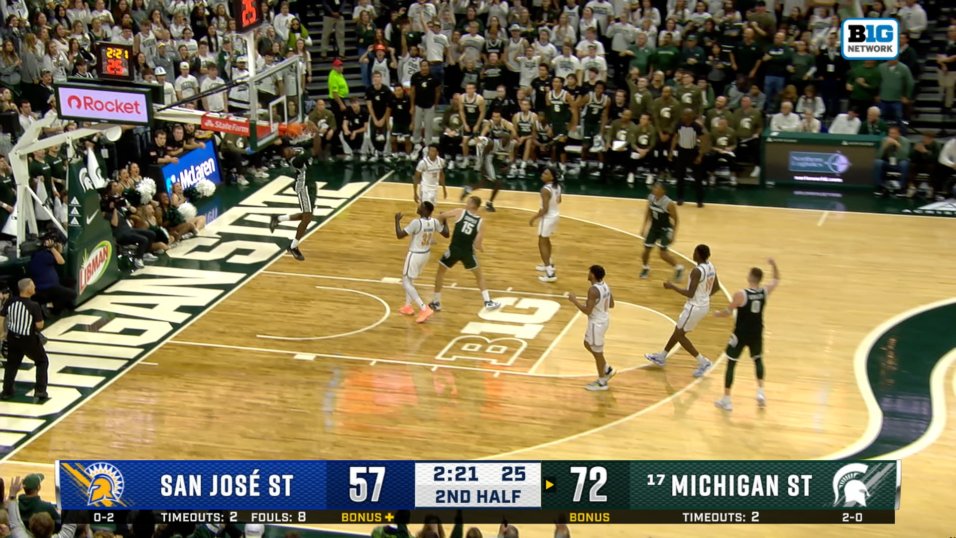 Michigan State's Coen Carr throws down TOUGH reverse alley-oop to seal win vs. San José State