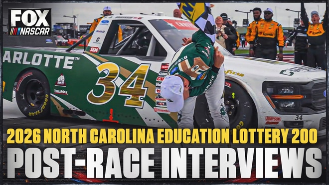 Layne Riggs and Kaden Honeycutt after North Carolina Education Lottery 200 at Charlotte Motor Speedway 🎤 NASCAR on FOX