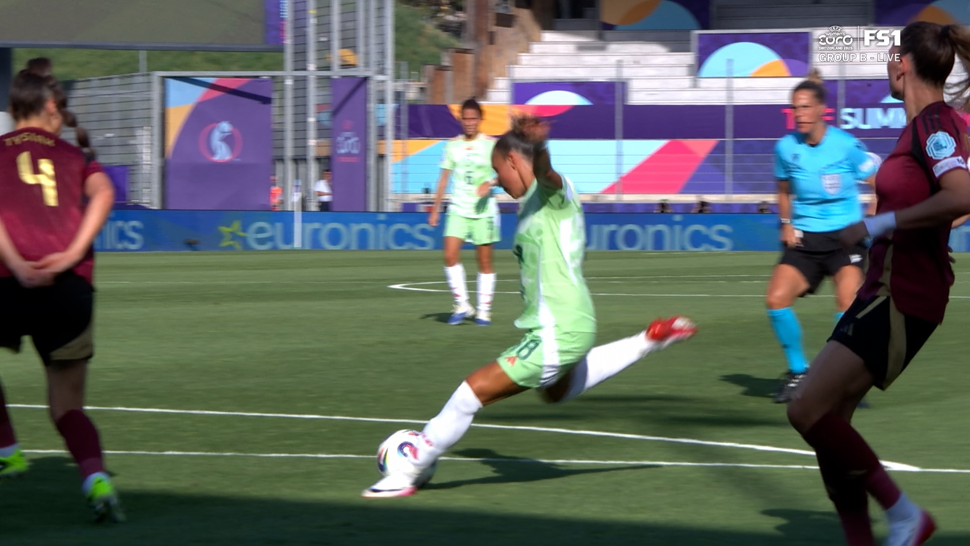 Arianna Caruso finds the back of the net, giving Italy 1-0 lead over Belgium