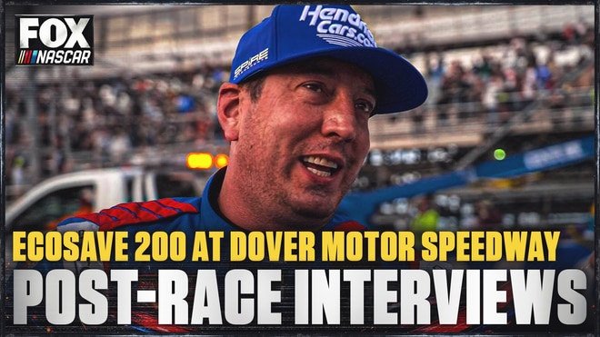 Kyle Busch, Clint Bowyer and Ty Majeski after ECOSAVE 200 at Dover Motor Speedway 🎤 NASCAR on FOX