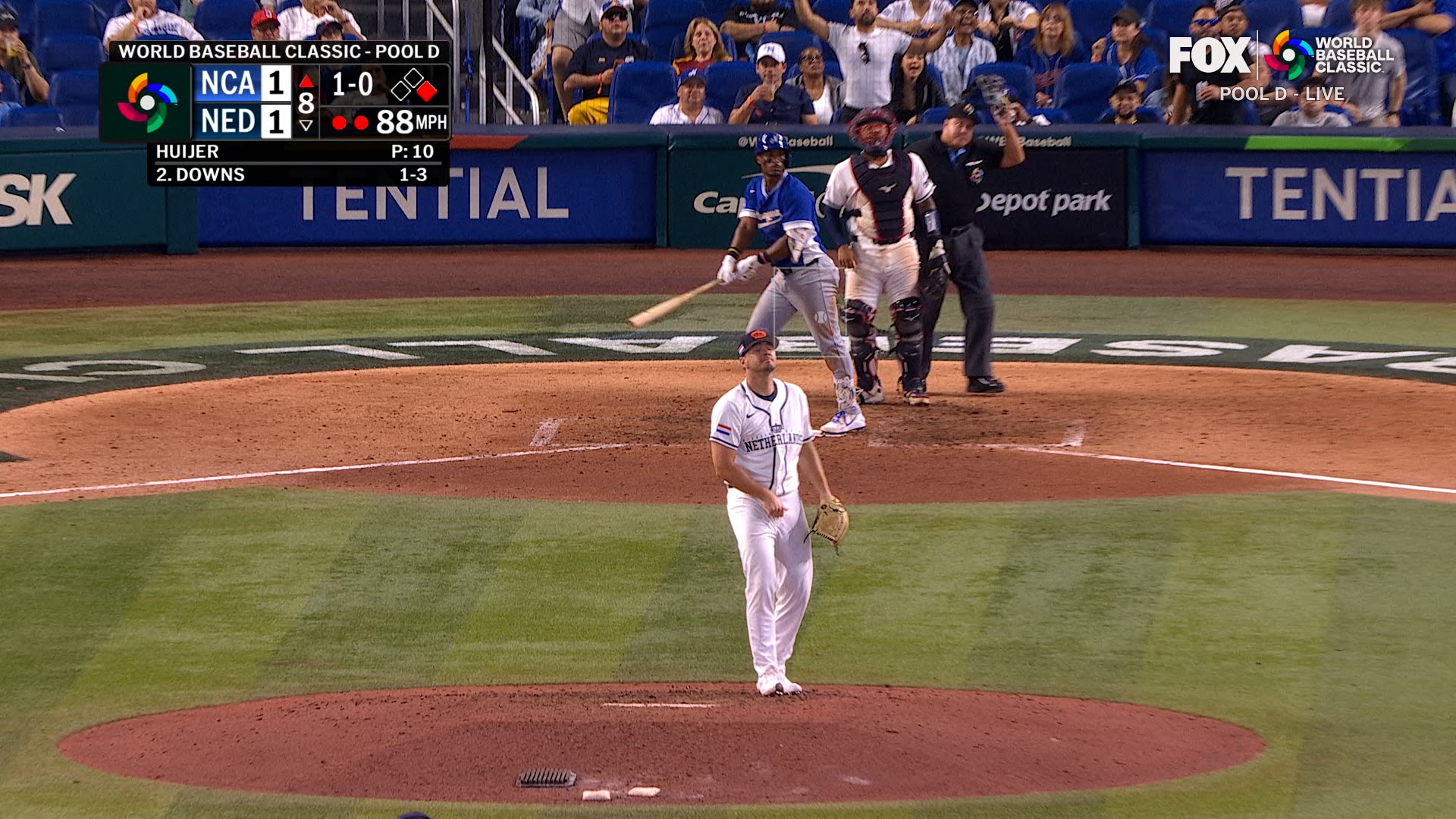 Nicaragua's Jeter Downs hits two-run home run, taking lead over Netherlands