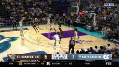  Henri Veesaar drains a 3-pointer, extending UNC's lead over St. Bonaventure