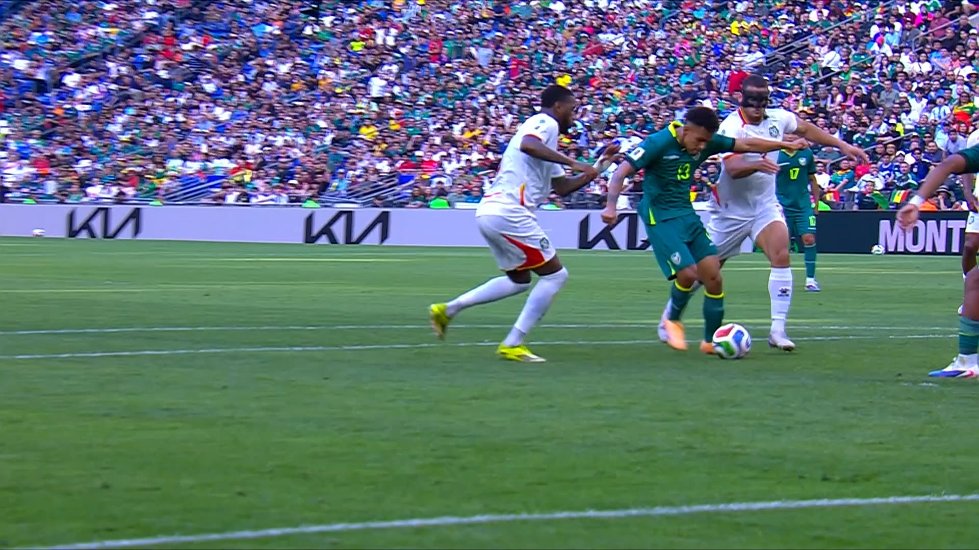 Bolivia's Moises Paniagua finds the net for the equalizer against Suriname