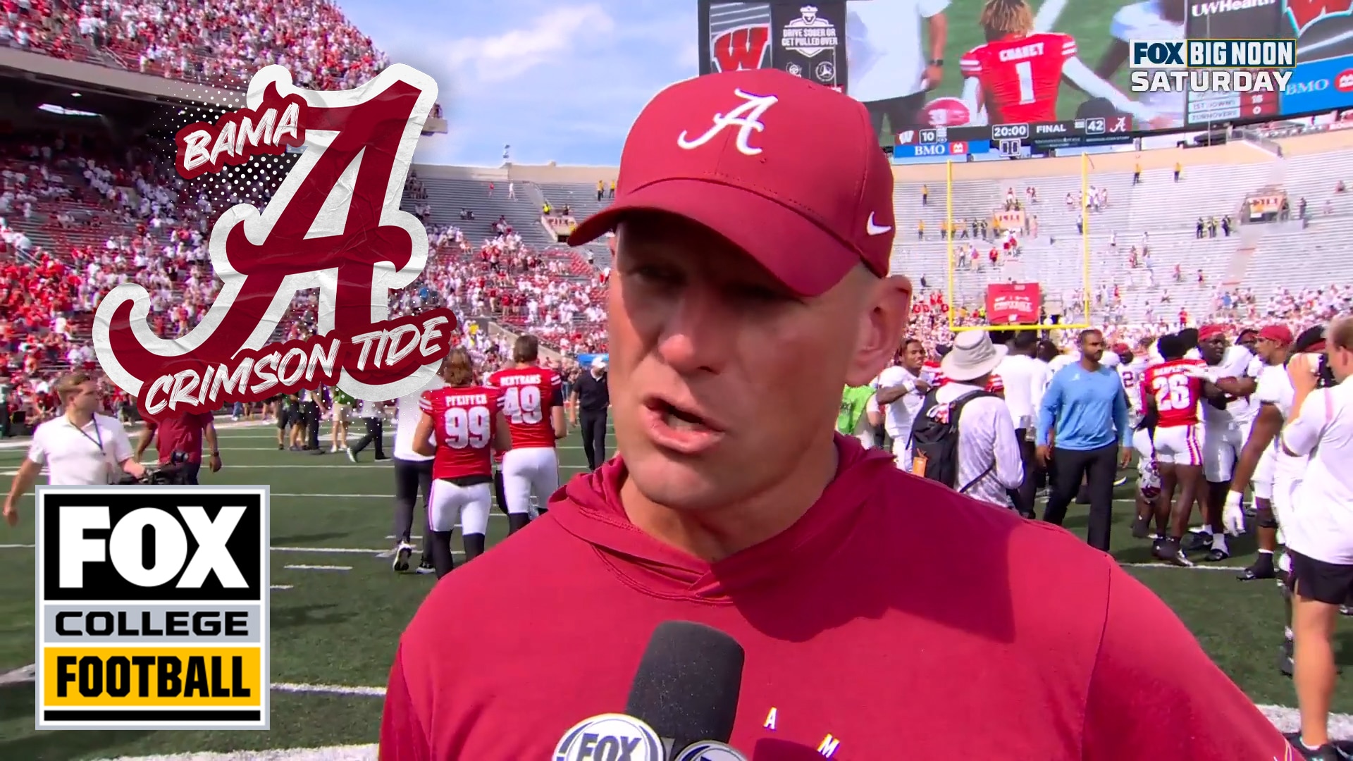 Kalen DeBoer on Alabama’s dominant win over Wisconsin in Week 3 | FOX College Football