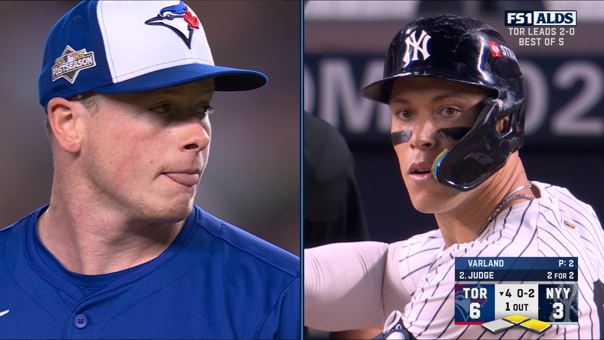 Yankees' Aaron Judge hits a three-run home run to even score against Blue Jays
