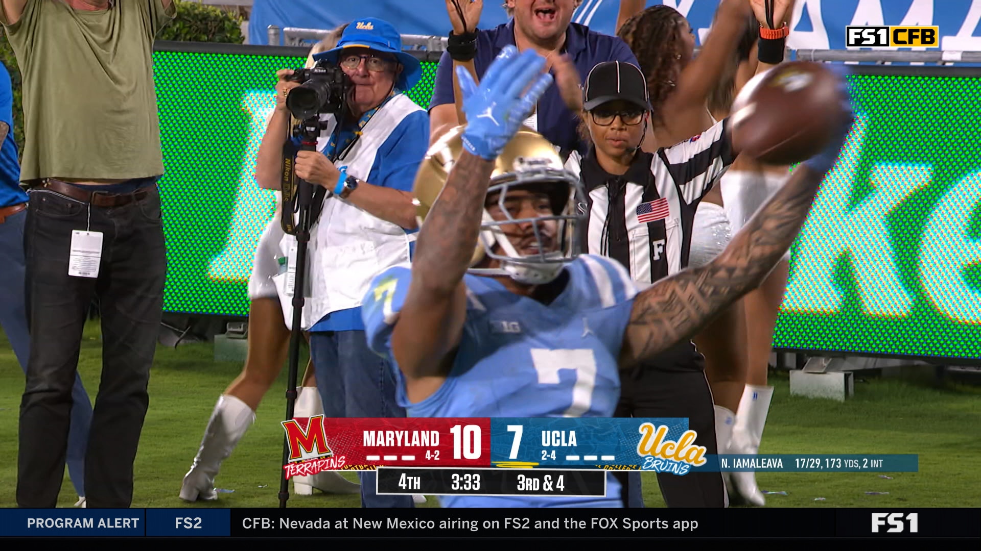 Nico Iamaleava finds Mikey Matthews for 14-yard TD, giving UCLA lead over Maryland