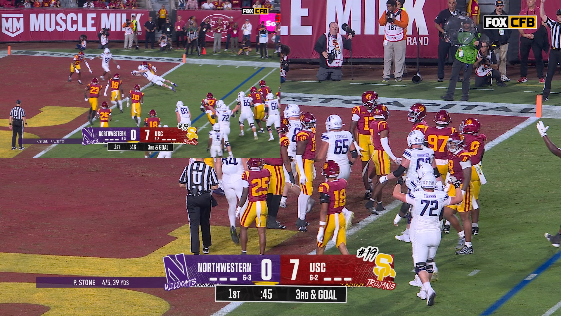 Griffin Wilde's End Zone Splashdown: Northwestern Levels USC with Tying Touchdown!