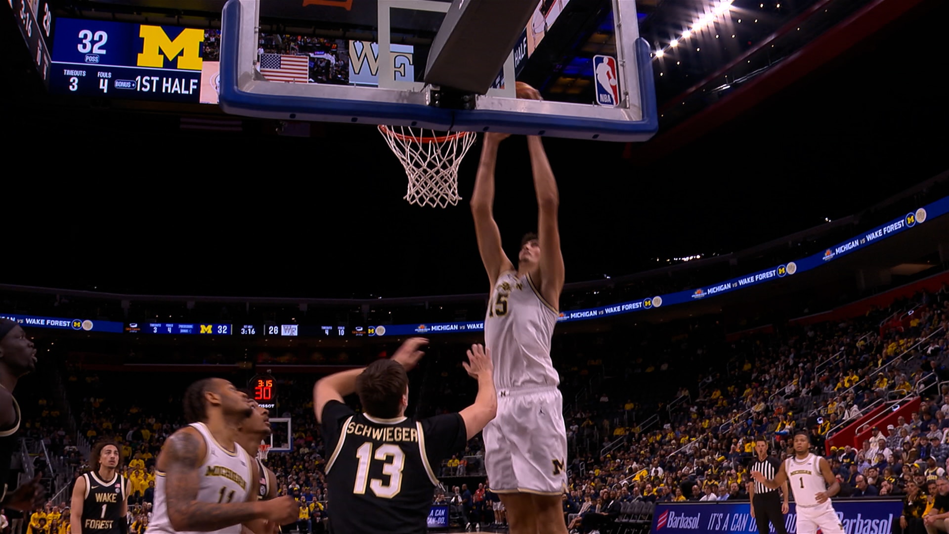 Aday Mara finishes put-back dunk, extending Michigan's lead over Wake Forest