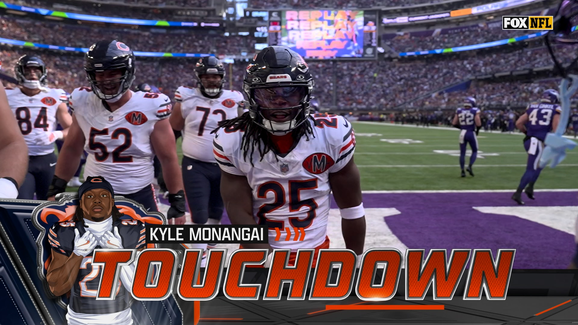 Kyle Monangai punches it in from one yard to give Bears lead over Vikings | NFL Highlights