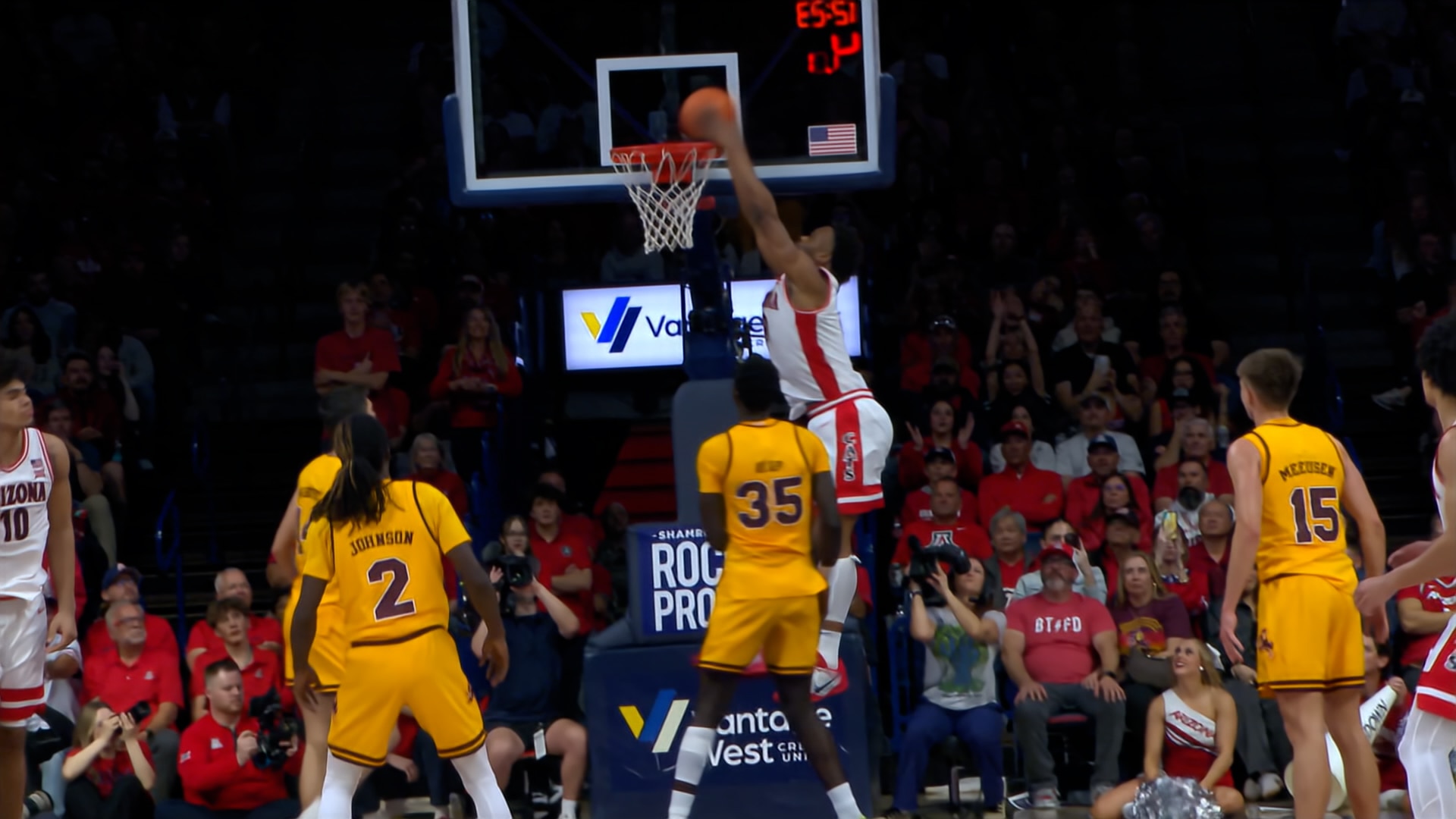 Tobe Awaka finished Arizona's 10 pass sequence with a SLAM, extending lead over rivals ASU