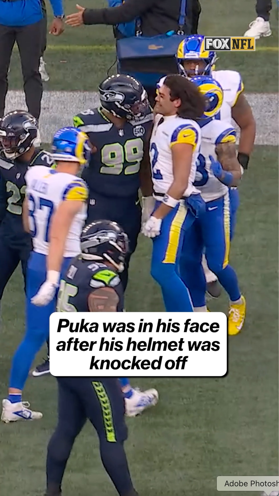 Moment gets tense after Pukas helmet is knocked off
