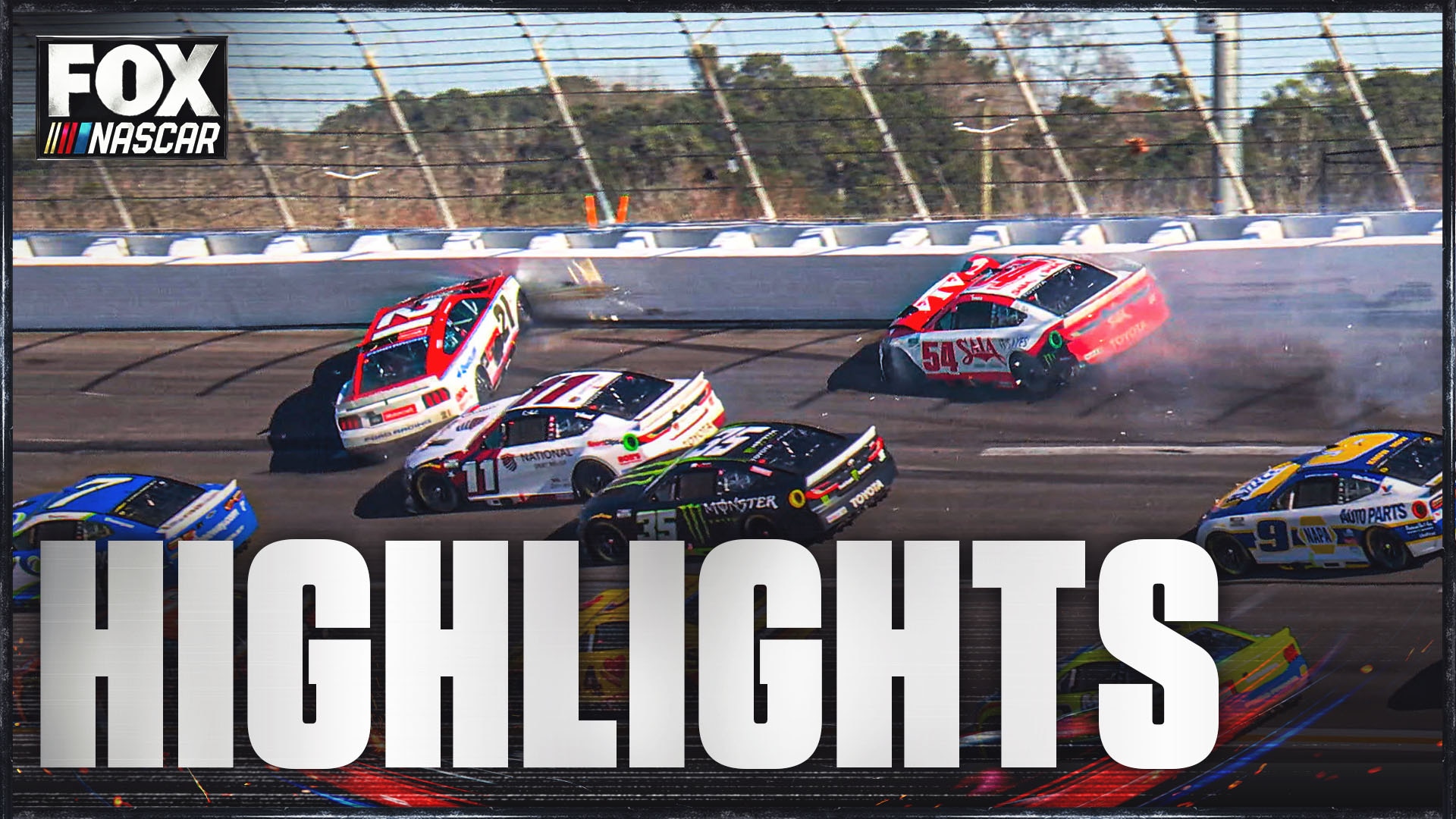 Ty Gibbs and Josh Berry involved in eight-car wreck on Lap 82 at Atlanta | NASCAR on FOX