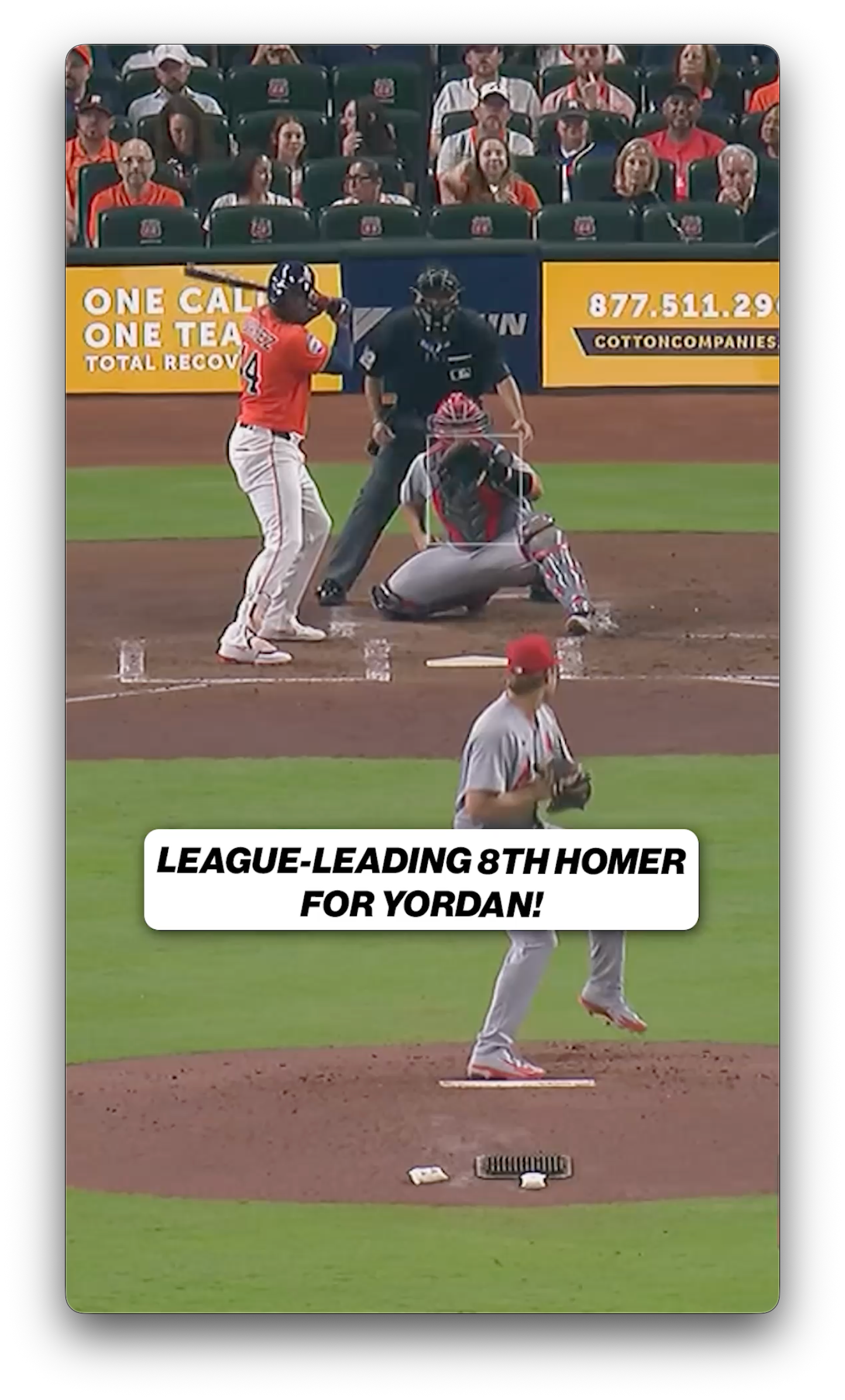 Yordan Alvarez joins Judge and Walker with 8 homers this year! 🚀